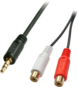Lindy 35678 - Audio Adapter - 3,5 mm Jackplug naar 2x RCA - Zwart