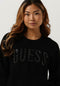 Guess Estelle RN LS Swtr - Dames Sweater - Met pailletten - Zwart - Maat S