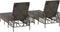 vidaXL - Ligbedden - 2 - stuks - met - Kussens - en - Tafel - Grijs - Poly - Rattan