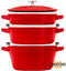 Staub La Cocotte - Gietijzeren Pannenset 3-delig - Stapelbaar - Kersenrood