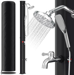 Merkloos Zonnedouche 35L - Solar Tuindouche met Voetdouche en Draaibare Regendouchekop - Warm Water tot 60°C - Zwart
