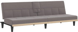 vidaXL - Slaapbank - met - bekerhouders - stof - taupe