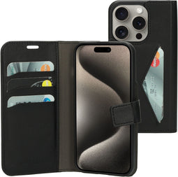 Mobiparts iPhone 15 Pro - Classic Wallet Case - Ruimte voor pasjes - Zwart