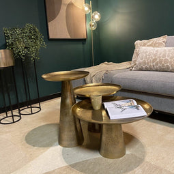 Salontafel rond - Salontafel industrieel - salontafel goud 50cm