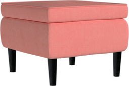 vidaXL - Kruk - met - houten - poten - fluweel - roze