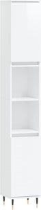 vidaXL - Badkamerkast - 30x30x190 - cm - bewerkt - hout - hoogglans - wit