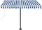 vidaXL - Luifel - handmatig - uittrekbaar - met - LED - 350x250 - cm - blauw - en - wit