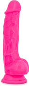 Blush - Neon dildo met scrotum 19 cm dual density - Roze