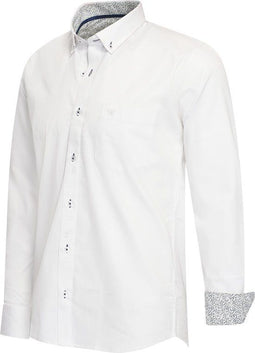 Cappuccino Italia - Heren Overhemden Stretch Overhemd Ancona - Wit - Maat M