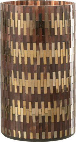J-Line windlicht Chic - glas - bruin/goud - extra large