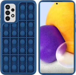iMoshion Hoesje Geschikt voor Samsung Galaxy A72 Hoesje Siliconen - iMoshion Pop It Fidget Toy - Pop It hoesje - Donkerblauw