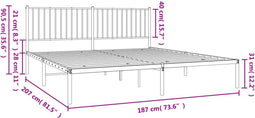 vidaXL - Bedframe - met - hoofdbord - metaal - zwart - 180x200 - cm