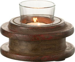 J-Line theelichthouder Haspel - hout - bruin