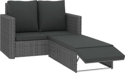 vidaXL - 2-delige - Loungeset - met - kussens - poly - rattan - grijs