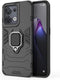 Lunso - Geschikt voor Oppo Reno 8 - Armor backcover hoes met ringhouder - Zwart