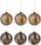 J-Line kerstbal Blaadjes - glas - camel/bruin - small - doos van 6