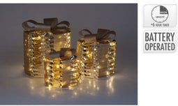 Cadeaulamp set van 3 met led - 15x20x25cm - GOUD
