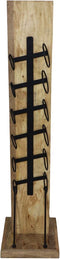 Staand wijnrek 6 flessen - 30x30x120 - Naturel/zwart - Metaal