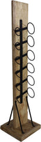 Staand wijnrek 6 flessen - 30x30x120 - Naturel/zwart - Metaal