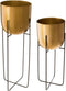Staande Plantenpot Rond Metaal Goud Set van 2