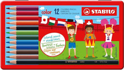 STABILO Color - Kleurpotlood - Intense Kleuren En Makkelijke Kleurafgifte - Metalen Etui Met 12 Kleuren