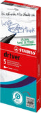 STABILO Dr!ver - Premium Fineliner - 0.8 mm - Rood - Doos 5 Stuks