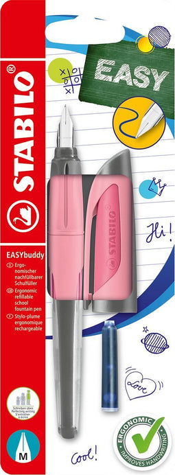 STABILO EASYbuddy - Ergonomische Vulpen - Standaard M Nib Voor Rechtshandigen - Pastel Poeder Roze