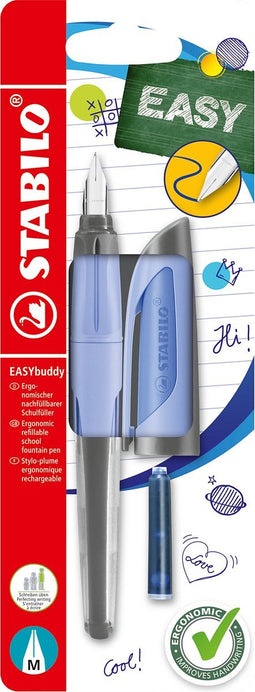 STABILO EASYbuddy- Ergonomische Vulpen - Standaard M Nib Voor Rechtshandigen - Pastel Lucht Blauw