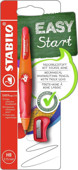 STABILO EASYergo 3.15 - Ergonomisch Vulpotlood - Rechtshandig - Navulbaar - Oranje/Rood - Extra Dikke Potloodvulling 3,15 mm