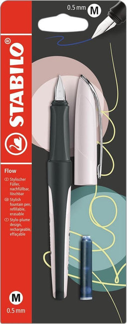 STABILO Flow - Vulpen - Modern Office Edition - Pastel Rosy + 1 Inkt Cartridge