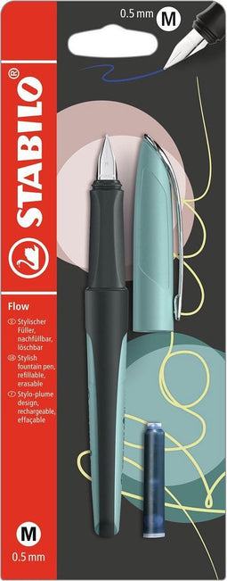 STABILO Flow - Vulpen - Modern Office Edition - Pastel Turquoise + 1 Inkt Cartridge