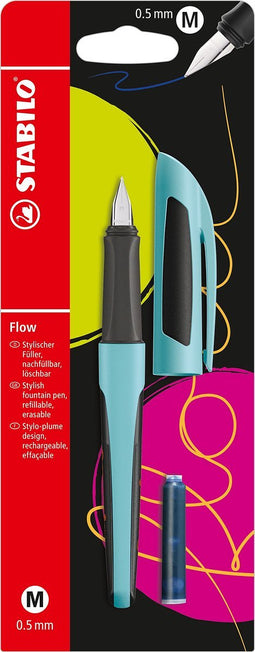 STABILO Flow - Vulpen - SPORTY Edition - Puristblue + 1 Inkt Cartridge