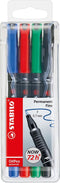 STABILO OHPen universal permanent, 4 Pack permanente marker Zwart, Blauw, Groen, Rood Kogelpunt 4 stuk(s)