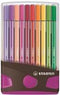 STABILO Pen 68 - Premium Brush Viltstift - Met Flexibele Penseelpunt - Etui Met 12 Verschillende Kleuren