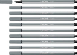 STABILO Pen 68 - Premium Viltstift - Middel Koud Grijs - Doos 10 stuks