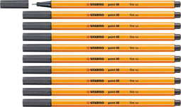 STABILO point 88 - Premium Fineliner - Fine 0,4 mm – Diep Koud Grijs– Doos 10 stuks