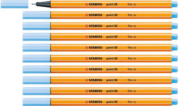 STABILO point 88 - Premium Fineliner - Fine 0,4 mm – Ijs Blauw – Doos 10 stuks