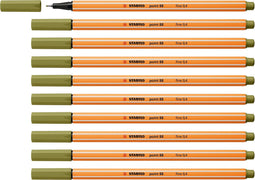 STABILO point 88 - Premium Fineliner - Fine 0,4 mm – Modder groen – Doos 10 stuks