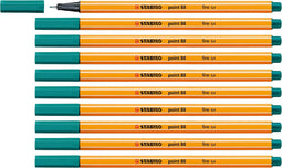 STABILO point 88 - Premium Fineliner - Fine 0,4 mm – Turquiose Blauw– Doos 10 stuks