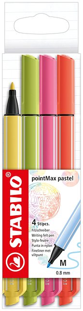 STABILO - Viltstift pointmax etui à 4 pastel kleuren | 10 stuks