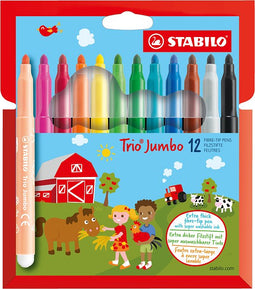 Stabilo - Viltstift trio jumbo 380/12 xl 12st ass | 6 stuks