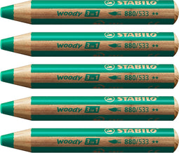 STABILO Woody 3 in 1 - Multitalent Potlood - Donker Groen - Doos Met 5 stuks