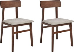 STACY - Eetkamerstoelen set van 2 - Donkerhout/Taupe - Rubberhout