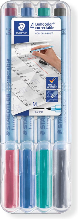 STAEDTLER Lumocolor correctable pen M - box 4 kleuren