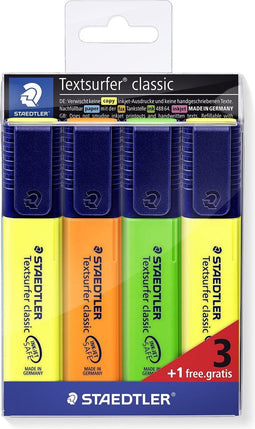 STAEDTLER Textsurfer classic tekstmarker - set 3 + 1 gratis