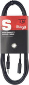 Stagg Audio kabel Mini jack/mini jack (F/m) SAC3MPSBMJS
