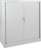 Stalen roldeurkast 118x120x43cm Licht grijs Frame, topblad Wit