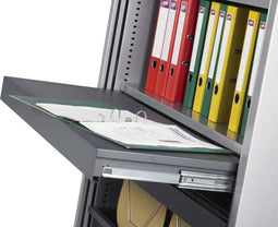 Stalen roldeurkast 118x120x43cm Zwart Frame, topblad Robson