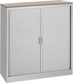 Stalen roldeurkast 135x120x43cm bladkleur Logan eiken framekleur Antraciet (Ral 7016)