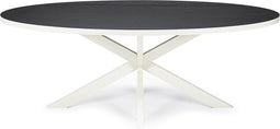 Stalux Ovale eettafel 'Mees' 180 x 100cm, kleur wit / zwart eiken